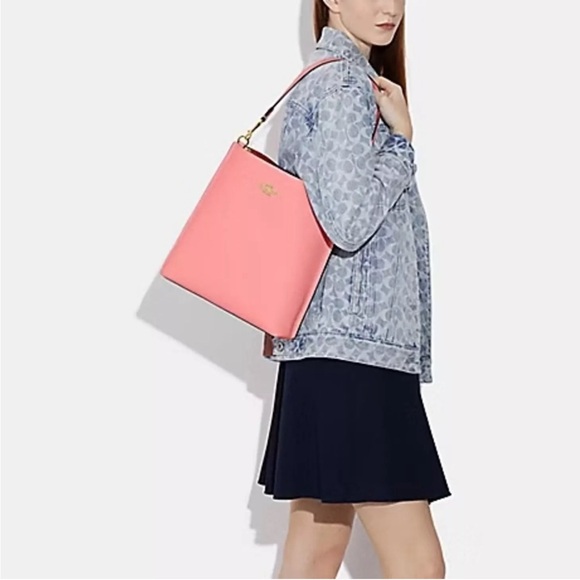 Brand New with Tags Coach Mollie Bucket Bag Brass/Candy Pink Below $450 Retail - Picture 4 of 5